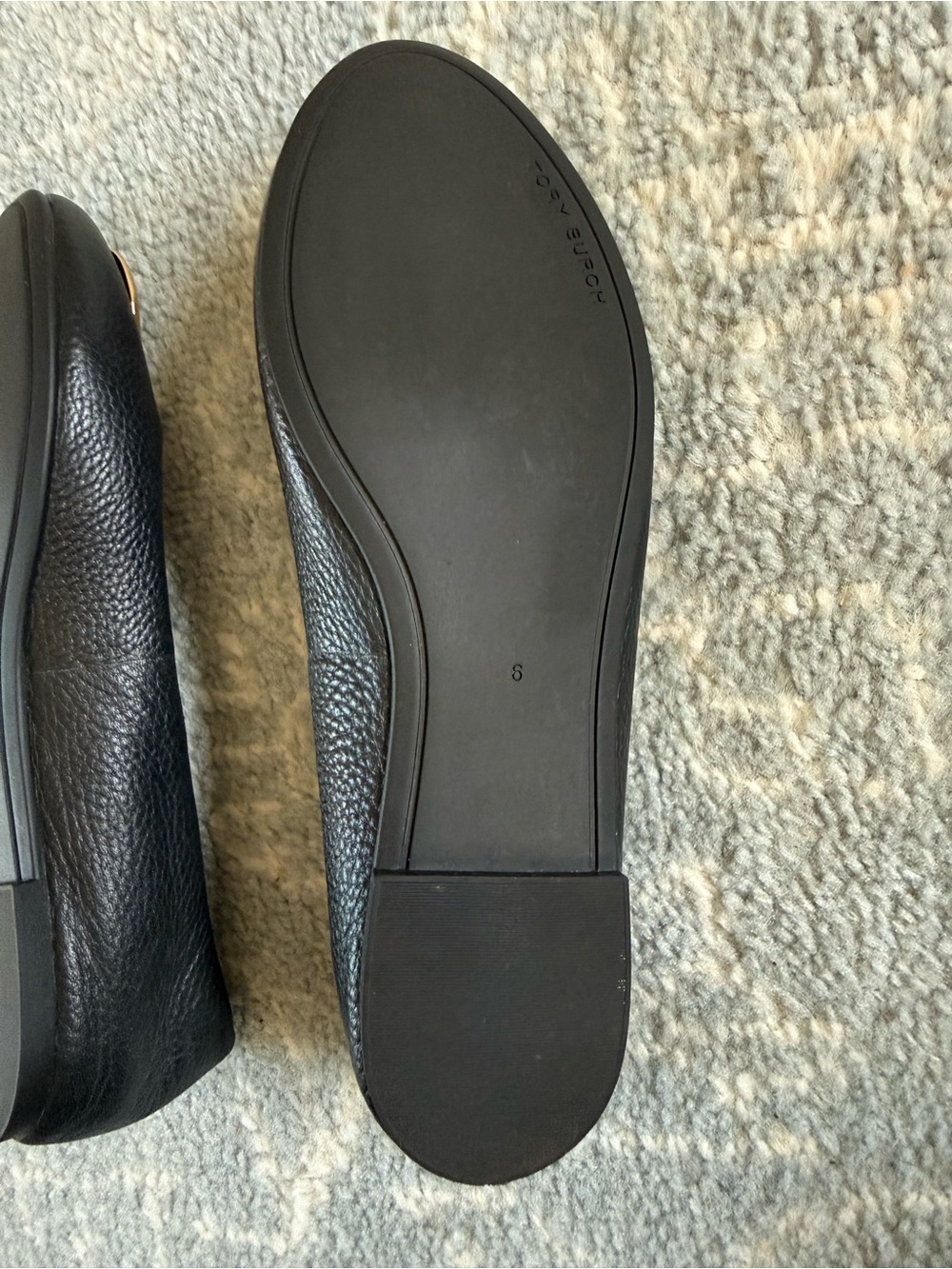 Tory Burch Black Pebbled Leather Chelsea Ballet Flats - Picture 10 of 13